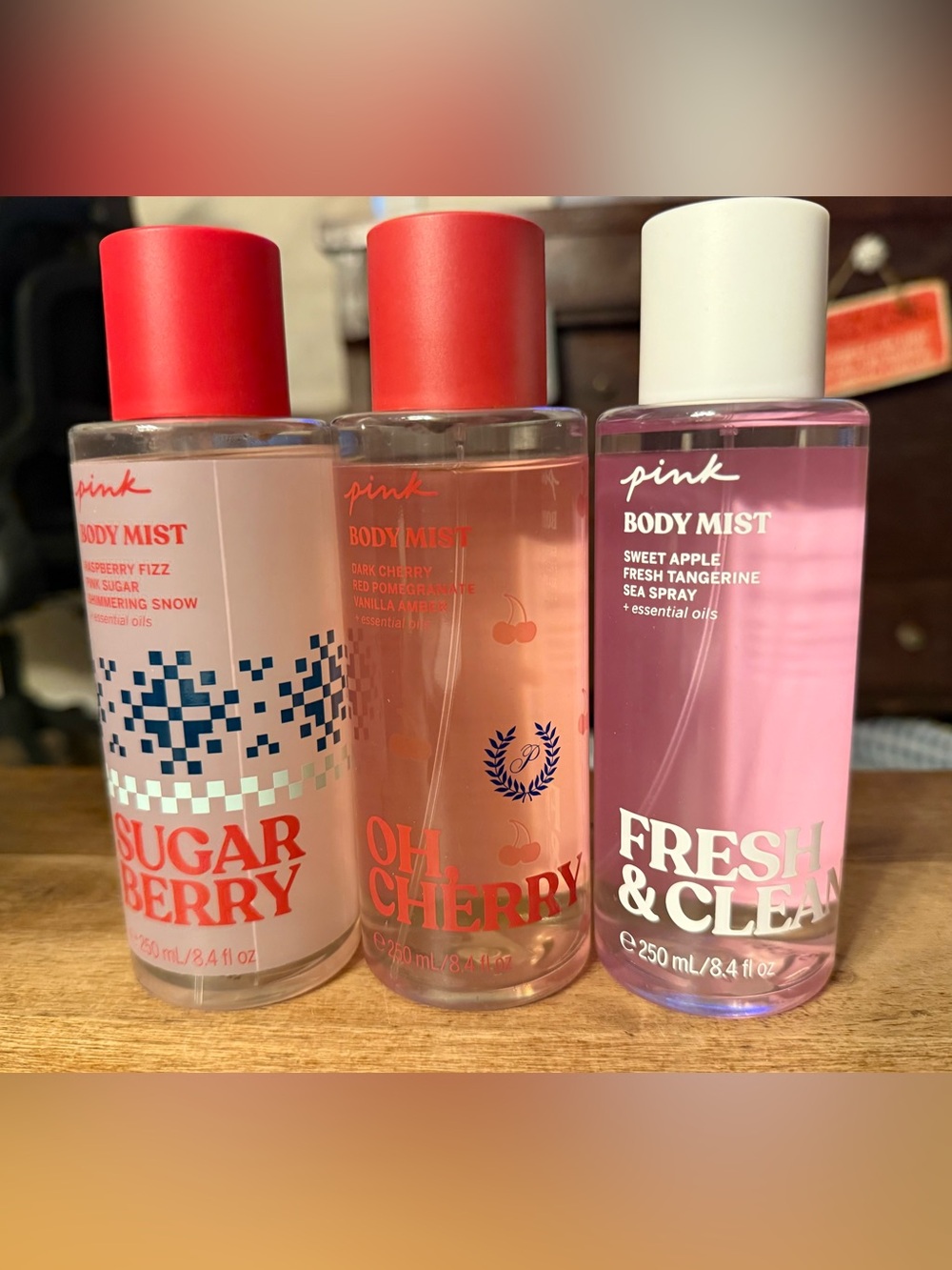 Lot of 3 PINK Victoria’s Secret Full-Size Body Sprays- See Description